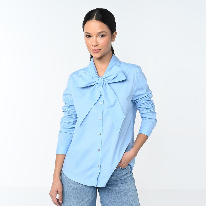 BASEMENT - Camisa Mujer Manga larga de Algodón Basement