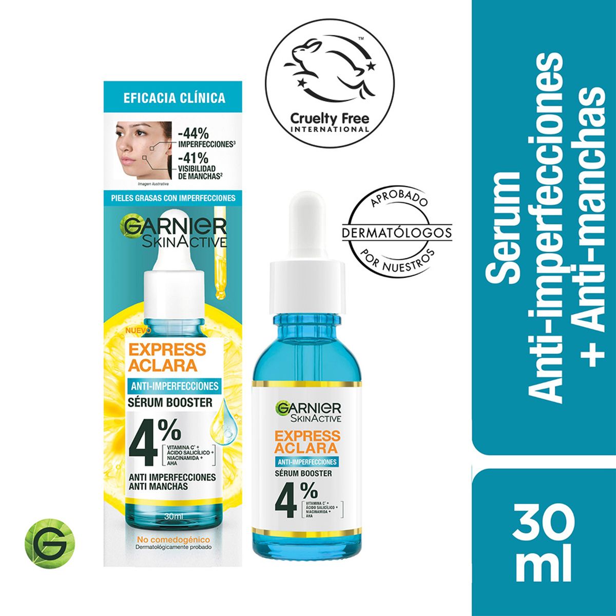 GARNIER - Sérum Express Aclara Anti Acne Garnier para Piel Mixta 30 ml