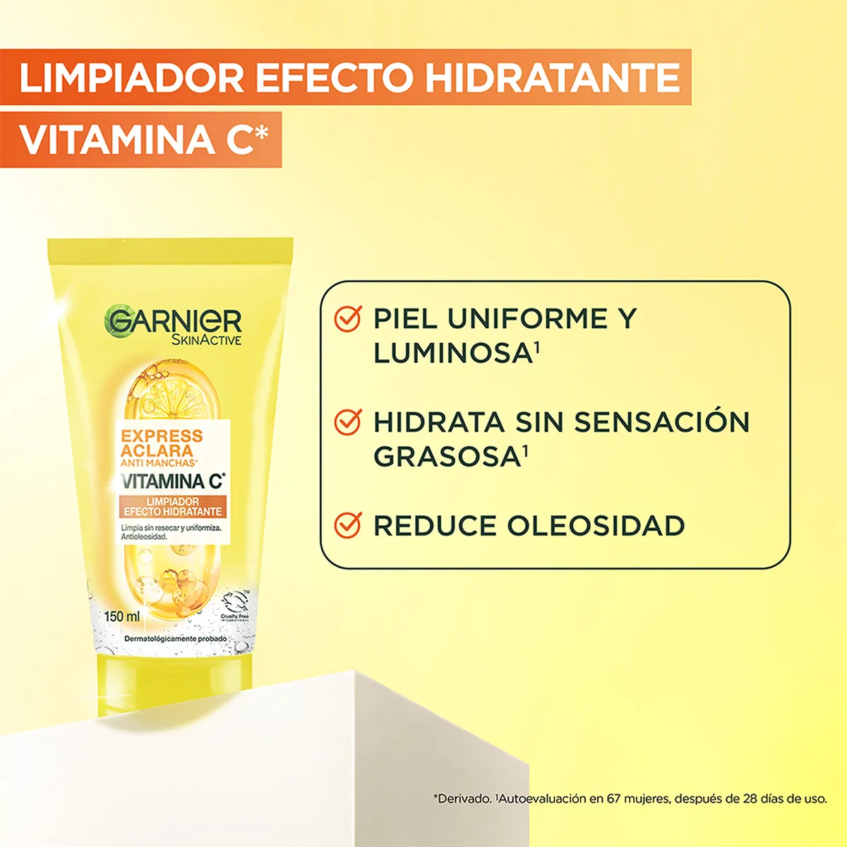 GARNIER - Jabón facial Garnier Express Aclara Anti Manchas Vitamina C Limpiador Efecto Hidratante Garnier para Todo tipo de piel 150 ml