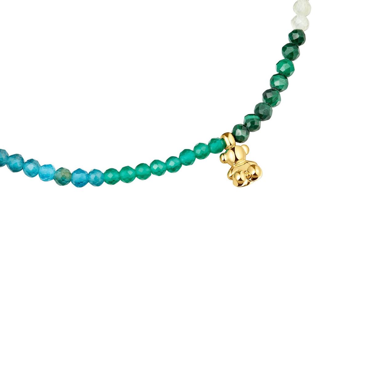 TOUS - Pulsera elástica con baño de oro 18 kt sobre plata y gemas verdes Bold Bear