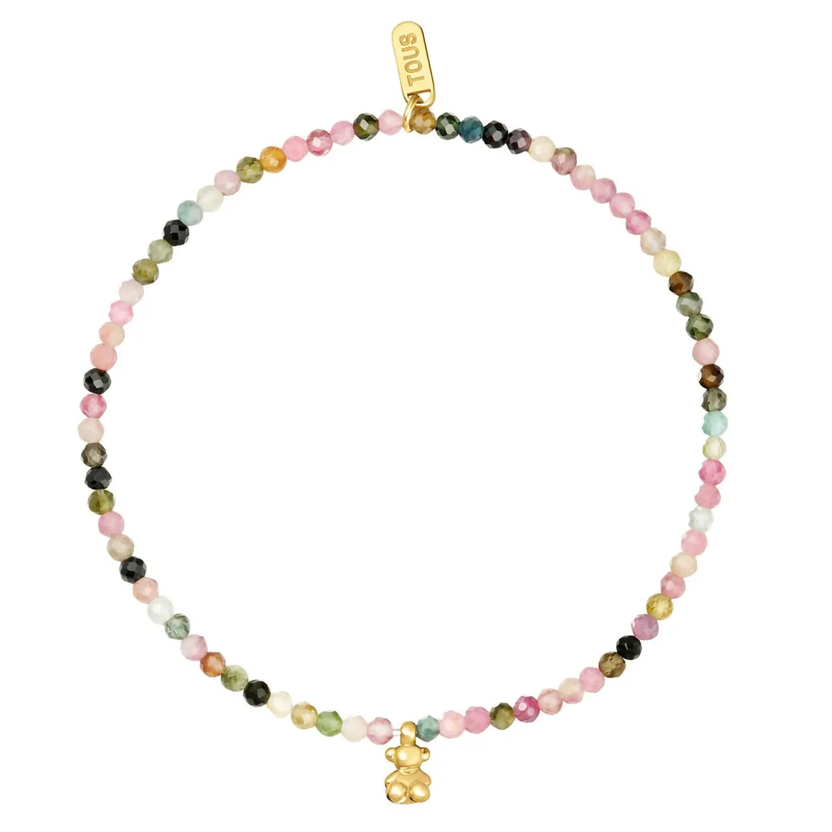 TOUS - Pulsera elástica con baño de oro 18 kt sobre plata y turmalinas Bold Bear