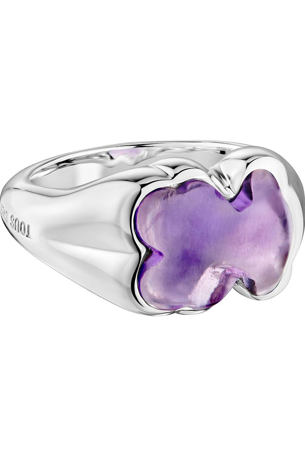 TOUS - Anillo sello oso de plata y amatista Bold Motif