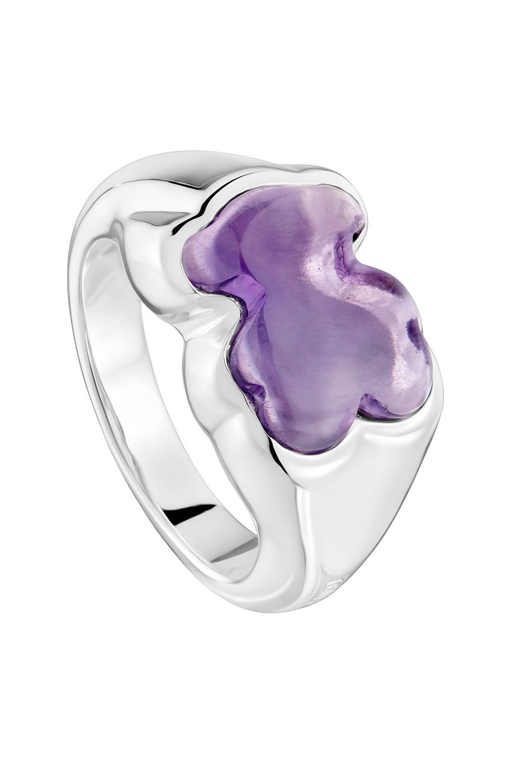 TOUS - Anillo sello oso de plata y amatista Bold Motif