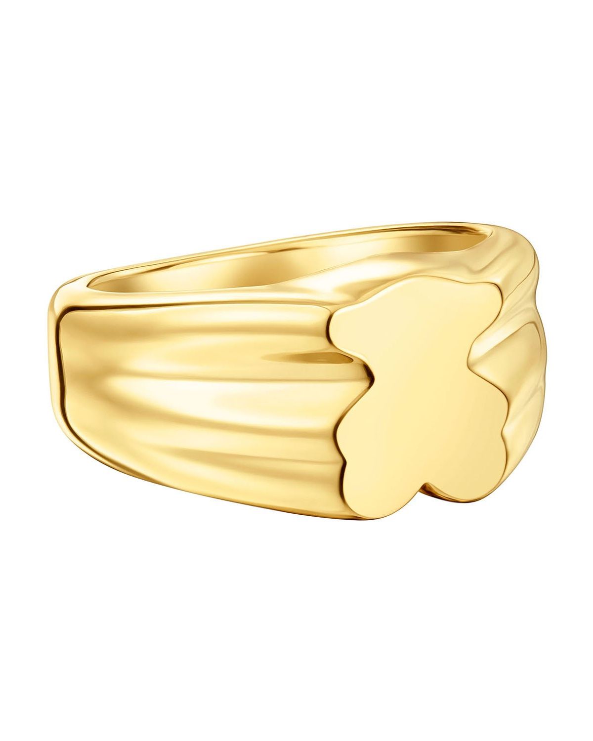 Anillo sello oso 10 mm con baño de oro 18 kt sobre plata Sweet