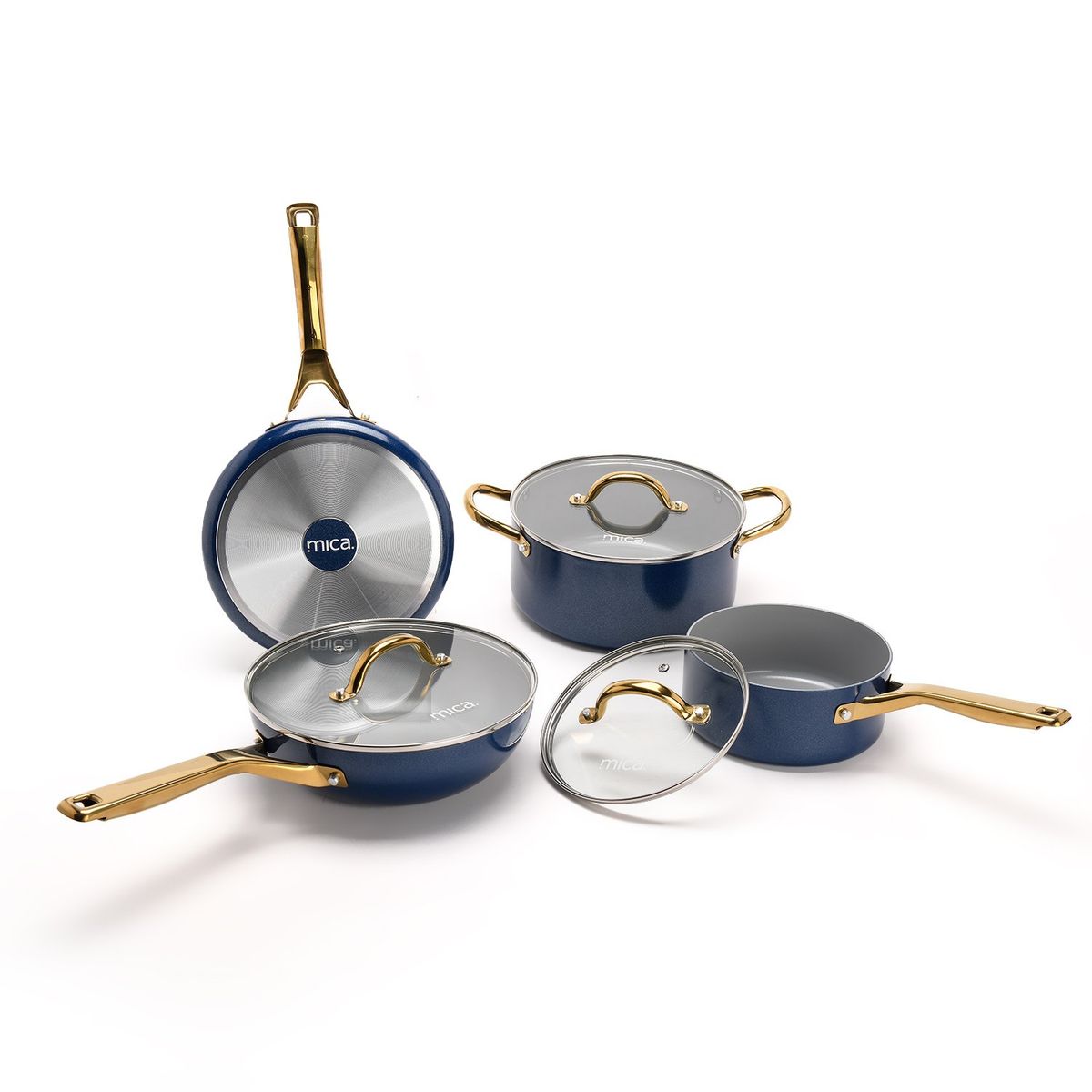 MICA - Bateria de 7 pzs ELITE MICA BY COCINA CRIOLLA con Ceramica y Mangos en Acero Inoxidable 
