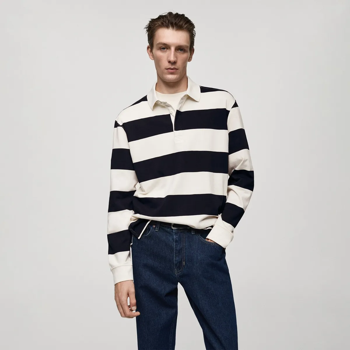 MANGO - Buzo Hombre de Rayas de Algodón Mango