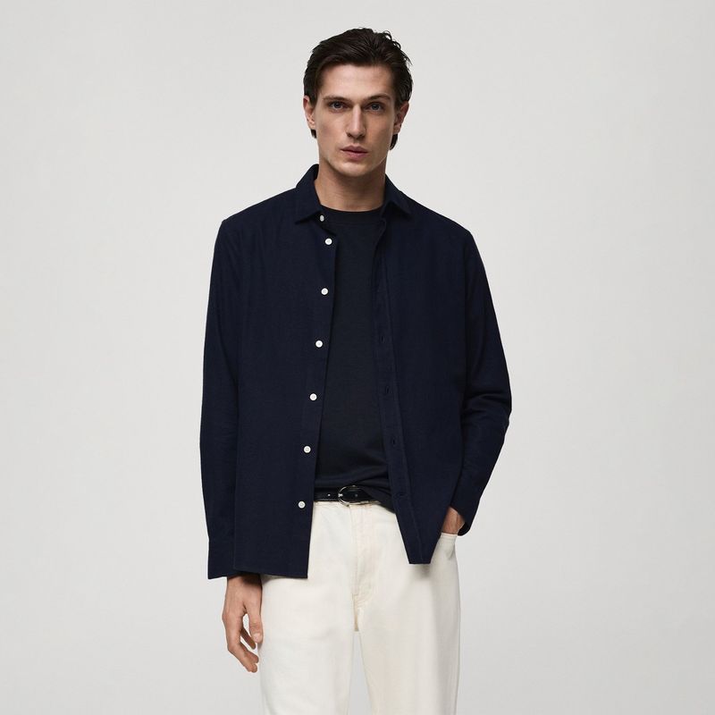 MANGO - Camisa Hombre Manga larga de Algodón Mango