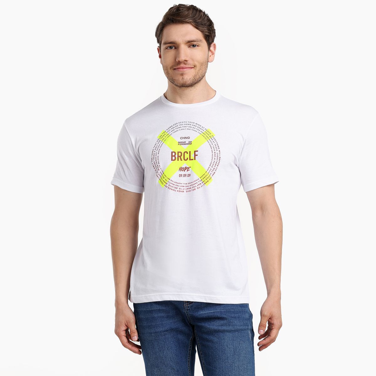 BEARCLIFF - Camiseta Hombre Manga corta con Estampado de Algodón Bearcliff