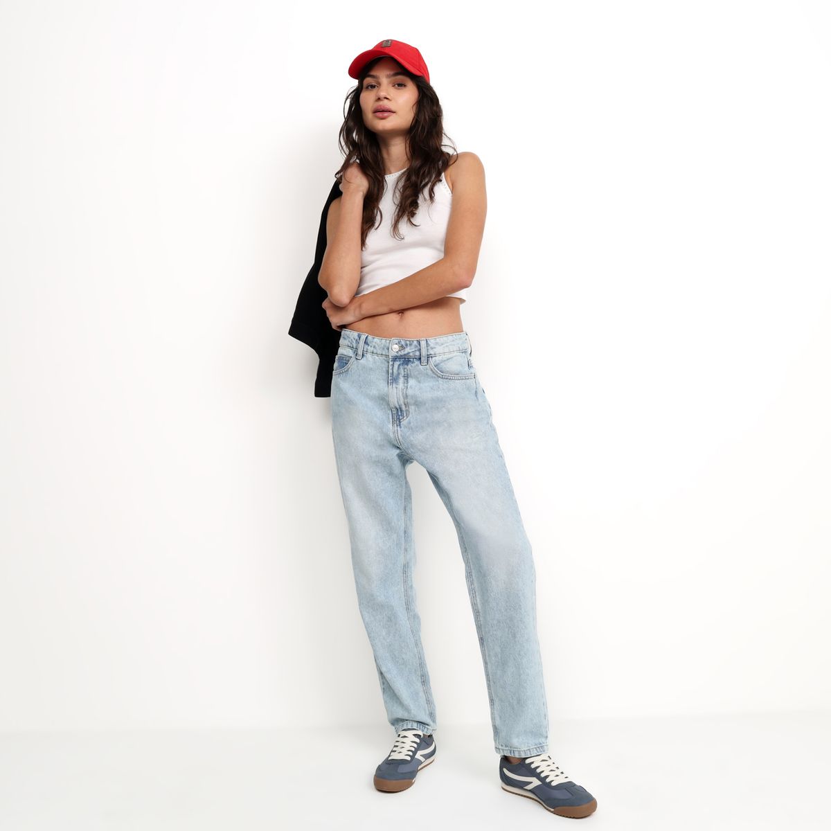 SYBILLA - Jean Mom Mujer Tiro medio de Algodón Sybilla