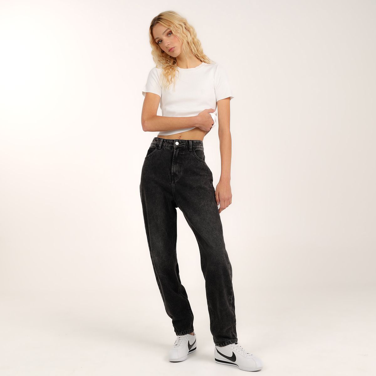 SYBILLA - Jean Mom Mujer Tiro medio de Algodón Sybilla