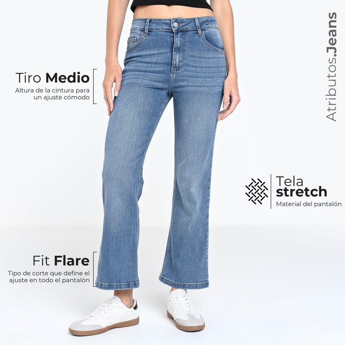 SYBILLA - Jean Flare Mujer Tiro medio Sybilla