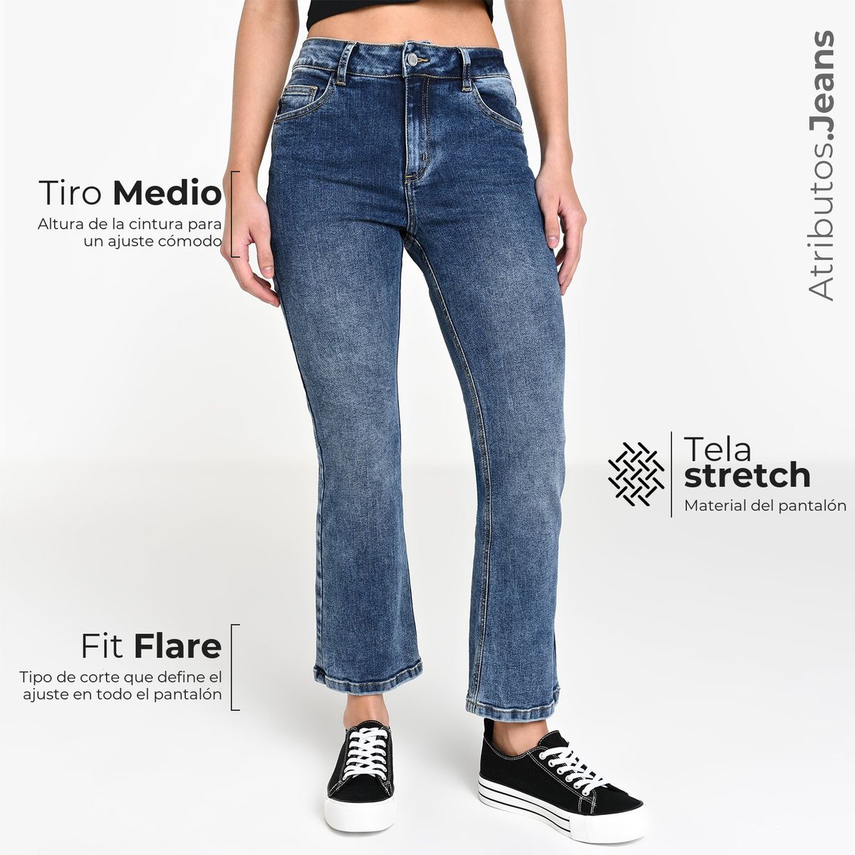 SYBILLA - Jean Flare Mujer Tiro medio Sybilla