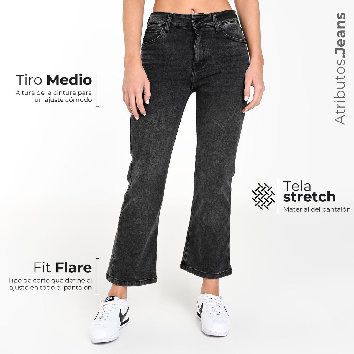 SYBILLA - Jean Flare Mujer Tiro medio Sybilla