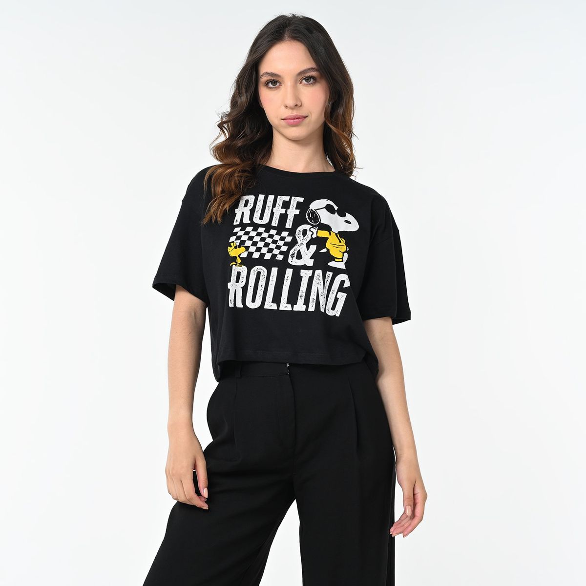 SYBILLA - Blusa Mujer Snoopy Manga corta de Algodón Sybilla