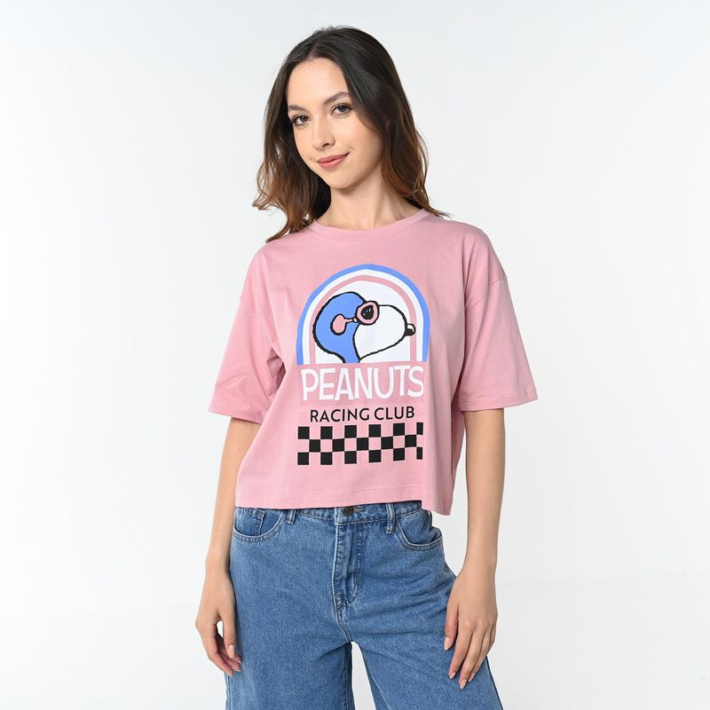 SYBILLA - Blusa Mujer Snoopy Manga corta de Algodón Sybilla