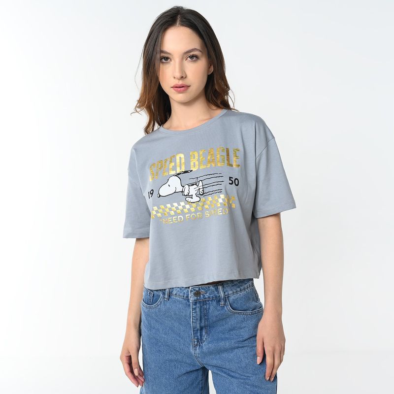 SYBILLA - Blusa Mujer Snoopy Manga corta de Algodón Sybilla