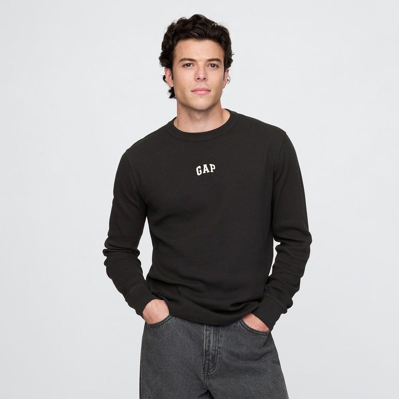 GAP - Camiseta Hombre Manga larga con Logo de Algodón GAP