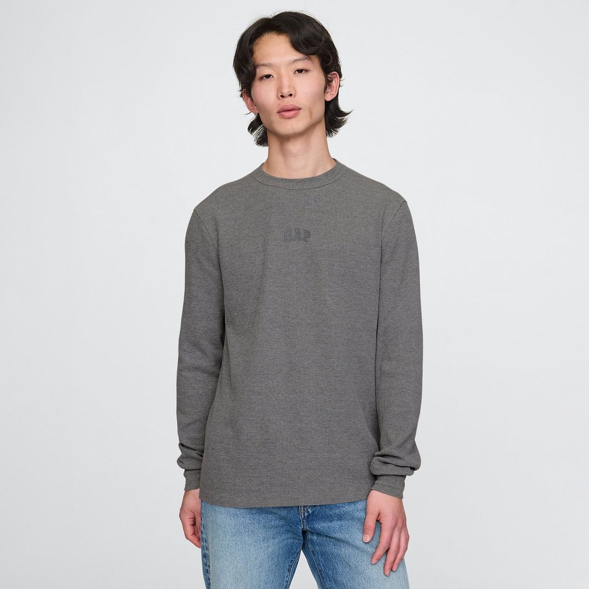 GAP - Camiseta Hombre Manga larga con Logo de Algodón GAP