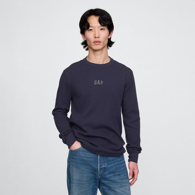 GAP - Camiseta Hombre Manga larga con Logo de Algodón GAP