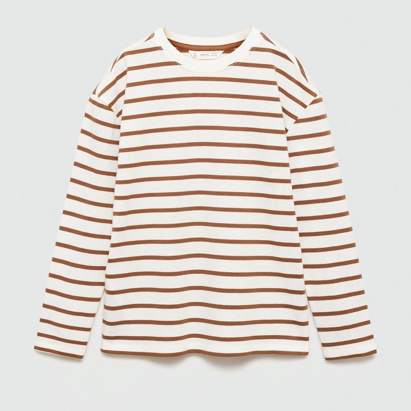 MANGO - Camiseta Niño de Rayas Manga larga Algodón MANGO
