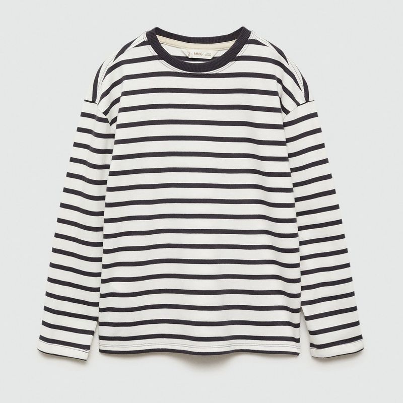 MANGO - Camiseta Niño de Rayas Manga larga Algodón MANGO