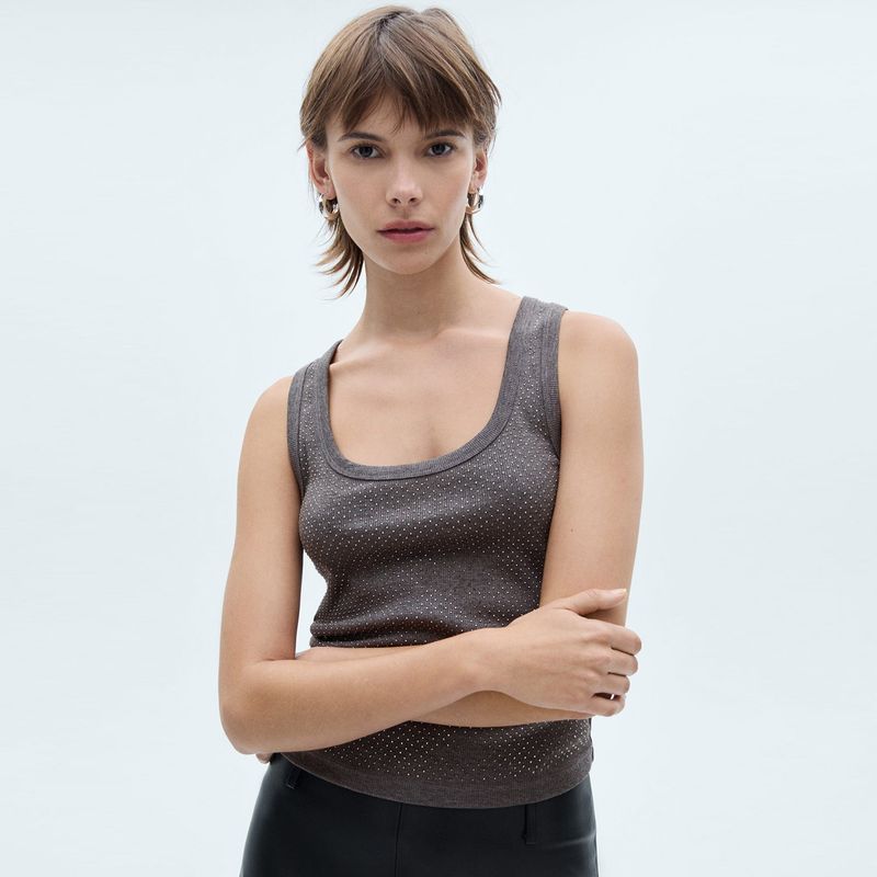 MANGO - Top esqueleto Mujer con Taches Sin mangas MANGO