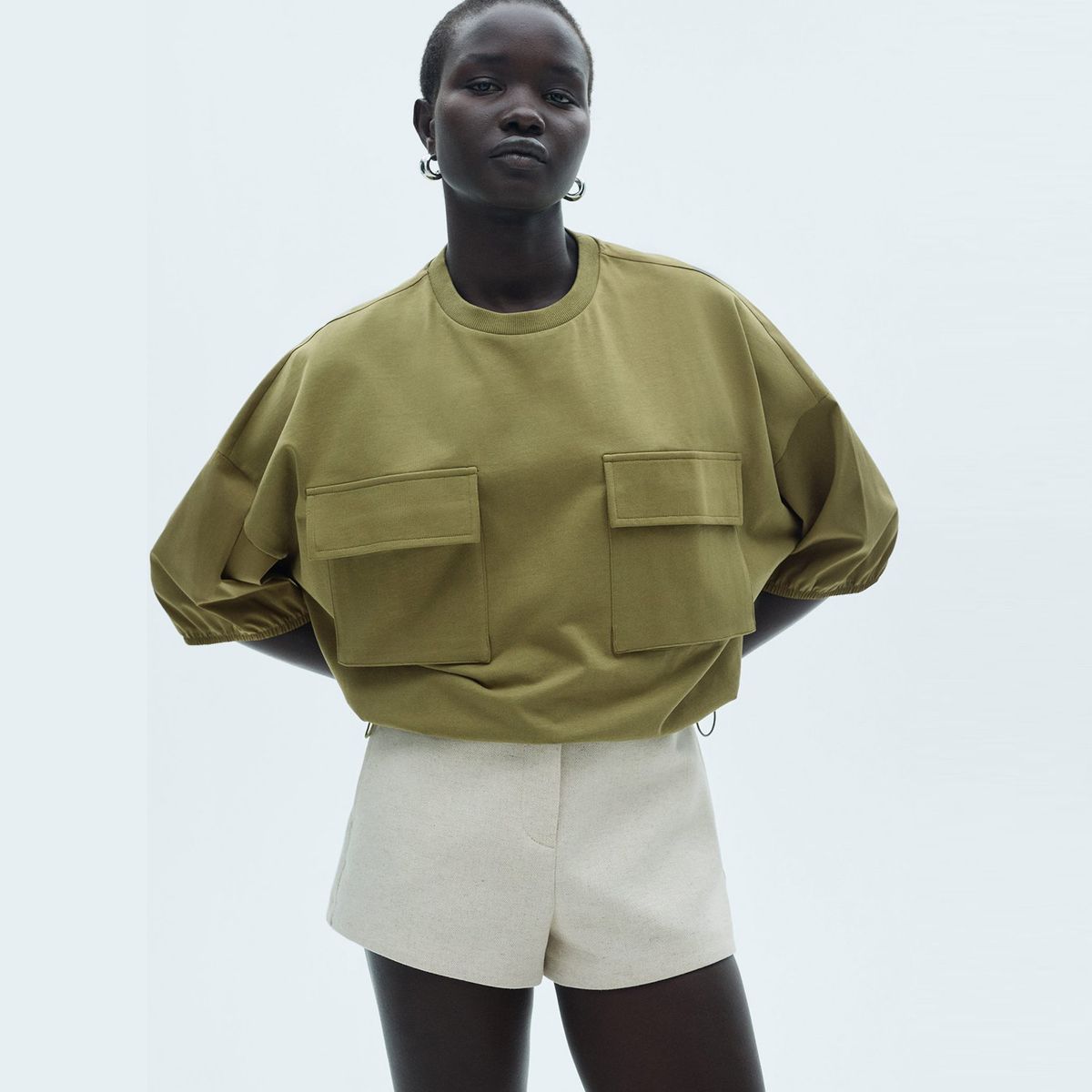 MANGO - Camiseta Mujer Manga 3/4 de Algodón MANGO