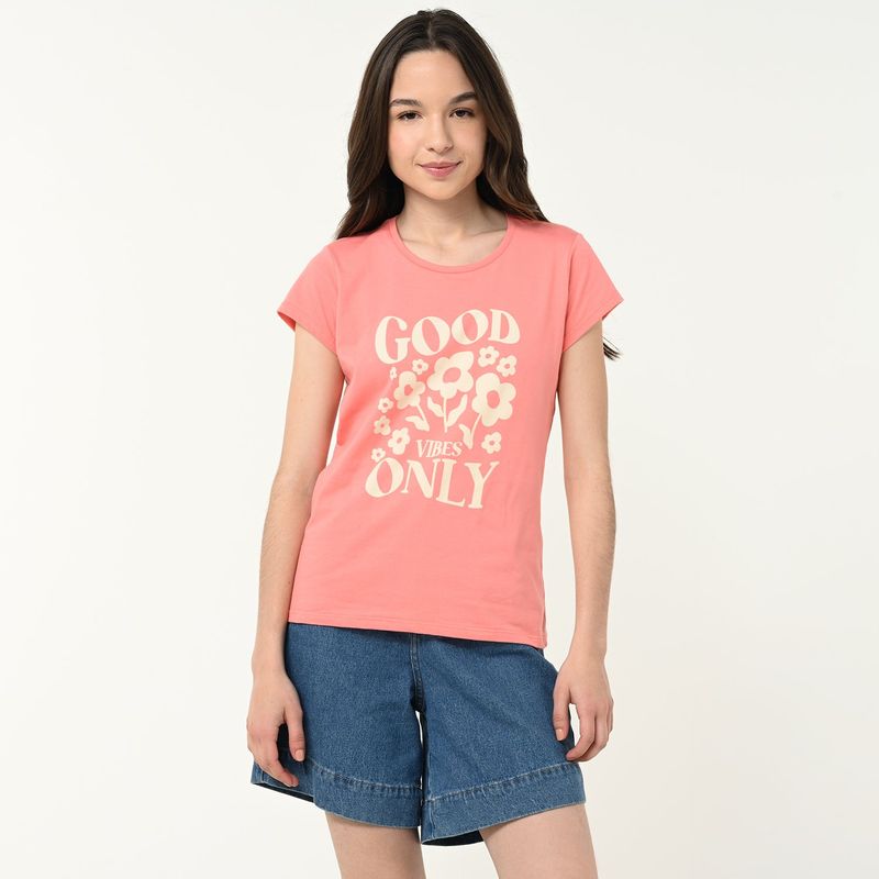 ELV - Camiseta con Estampado Manga corta Algodón ELV