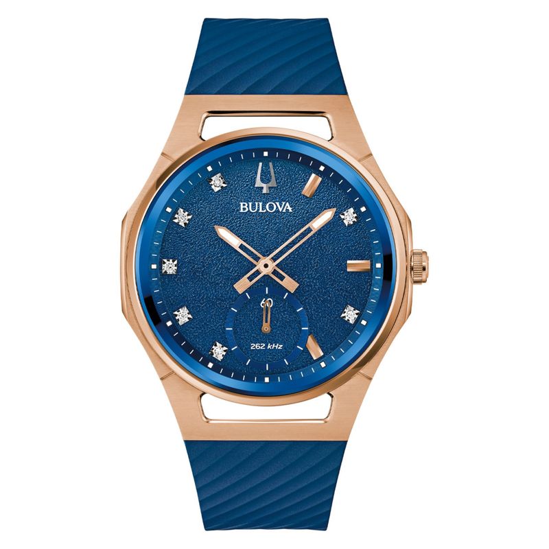 BULOVA - Relojes Bulova Mujer CURV LR ST BL D07. Relojes Silicona Azul 97P174