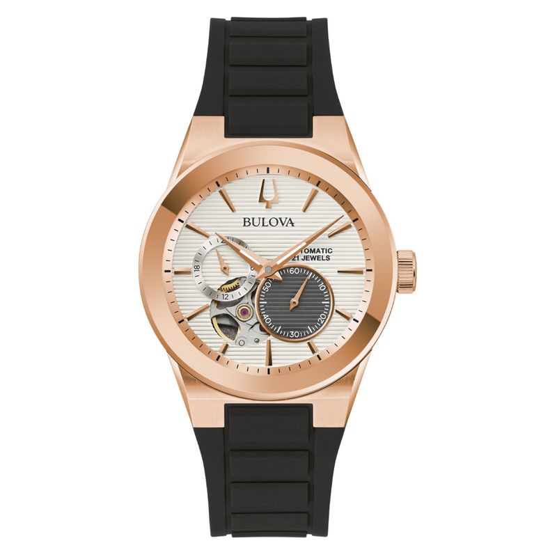 BULOVA - Relojes Bulova Hombre BRACE MR BR SL AUTO. Relojes Silicona Negro 97A186