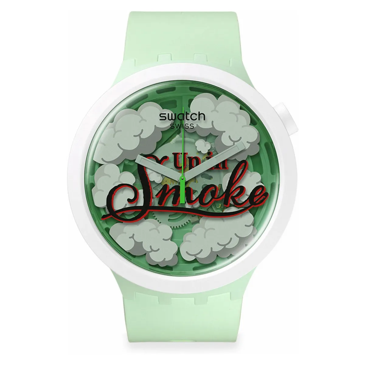 SWATCH - Relojes Swatch Unisex UP IN SMOKE. Relojes Silicona Verde SB03Z103