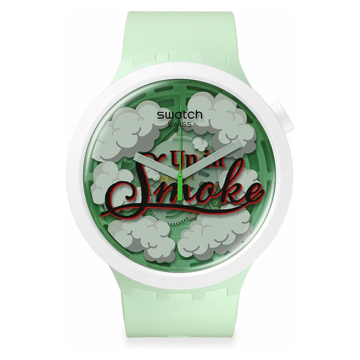 SWATCH - Relojes Swatch Unisex UP IN SMOKE. Relojes Silicona Verde SB03Z103