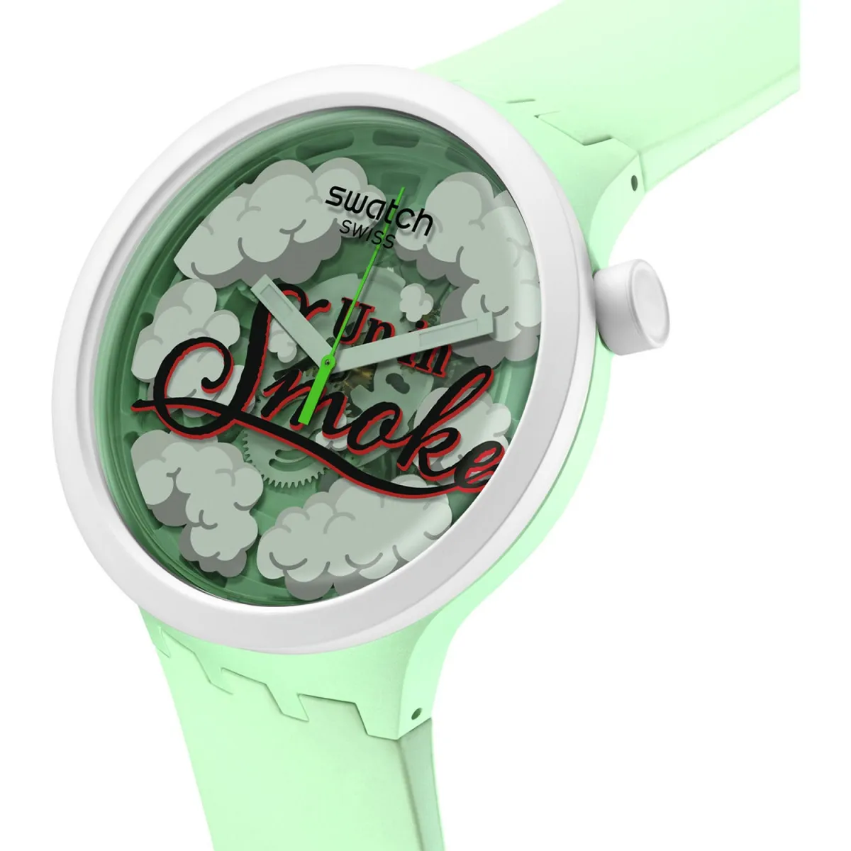 SWATCH - Relojes Swatch Unisex UP IN SMOKE. Relojes Silicona Verde SB03Z103