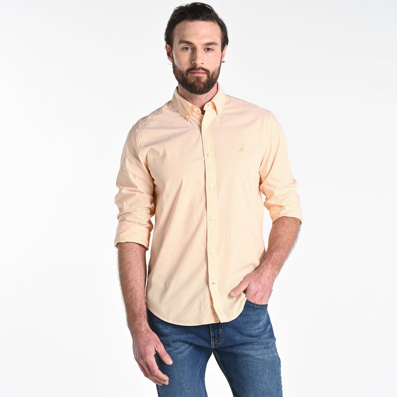 NAUTICA - Camisa Hombre de Rayas Manga larga Recto de Algodón Nautica