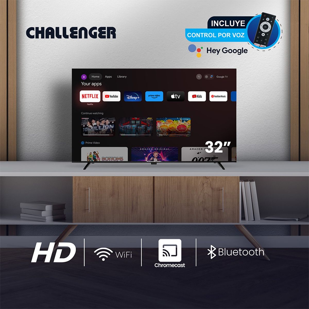 CHALLENGER - Televisor Challenger | 32 pulgadas LED HD | 32KG84