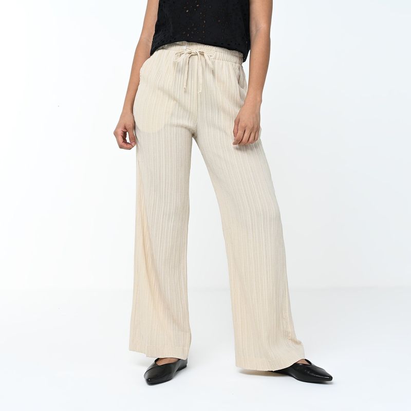 UNIVERSITY CLUB - Pantalón Wide Leg Mujer Tiro alto con Ojalillo University Club