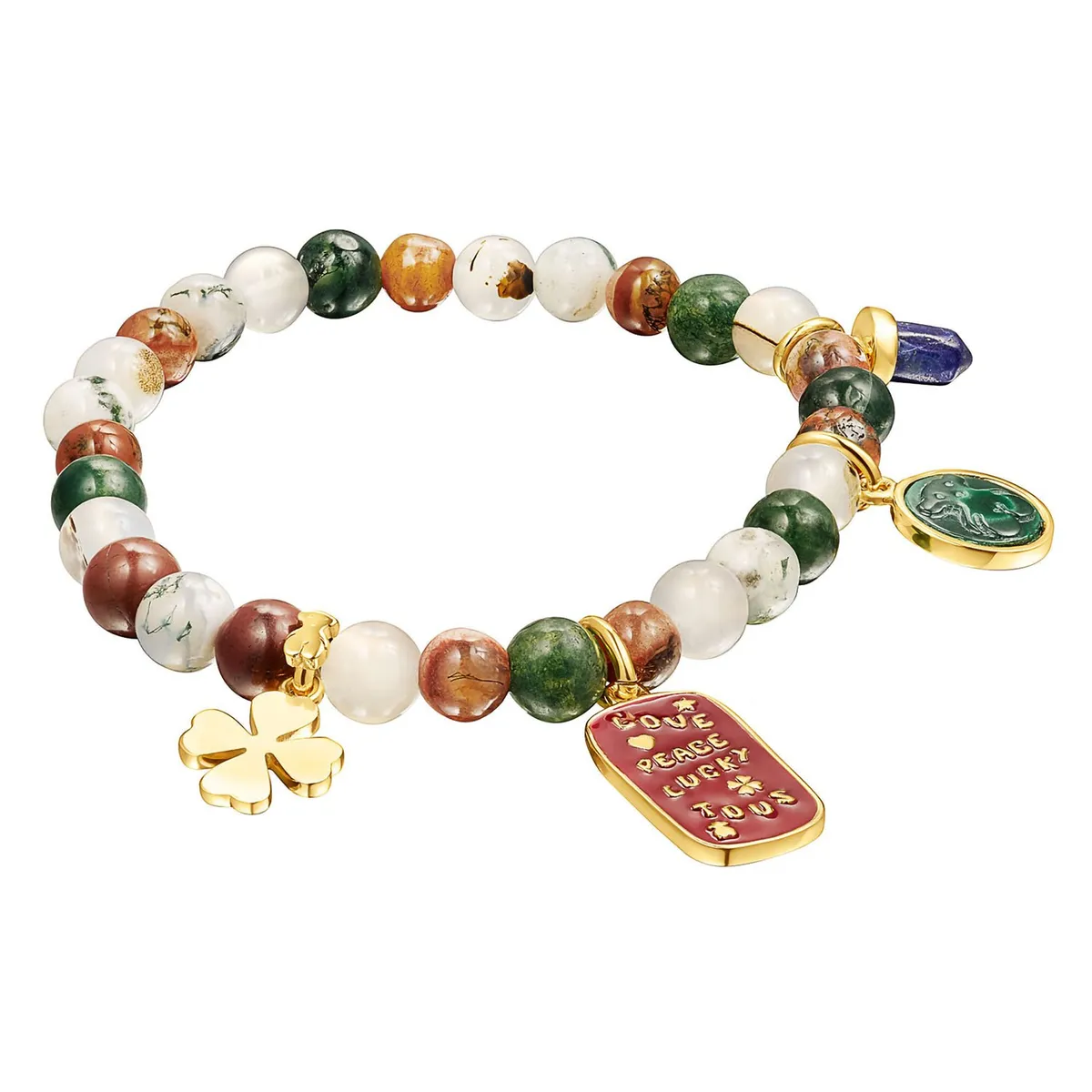 TOUS - Pulsera TOUS Good Vibes con baño de oro 18 kt sobre plata y ágatas