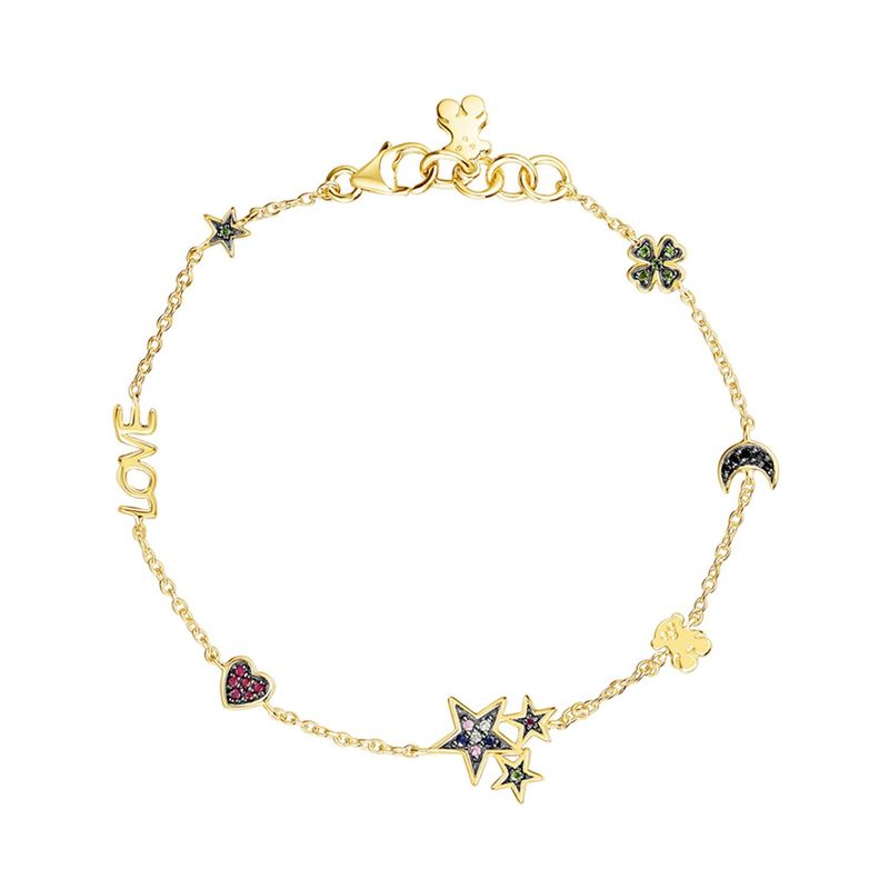 TOUS - Pulsera Teddy Bear con baño de oro 18 kt sobre plata y gemas