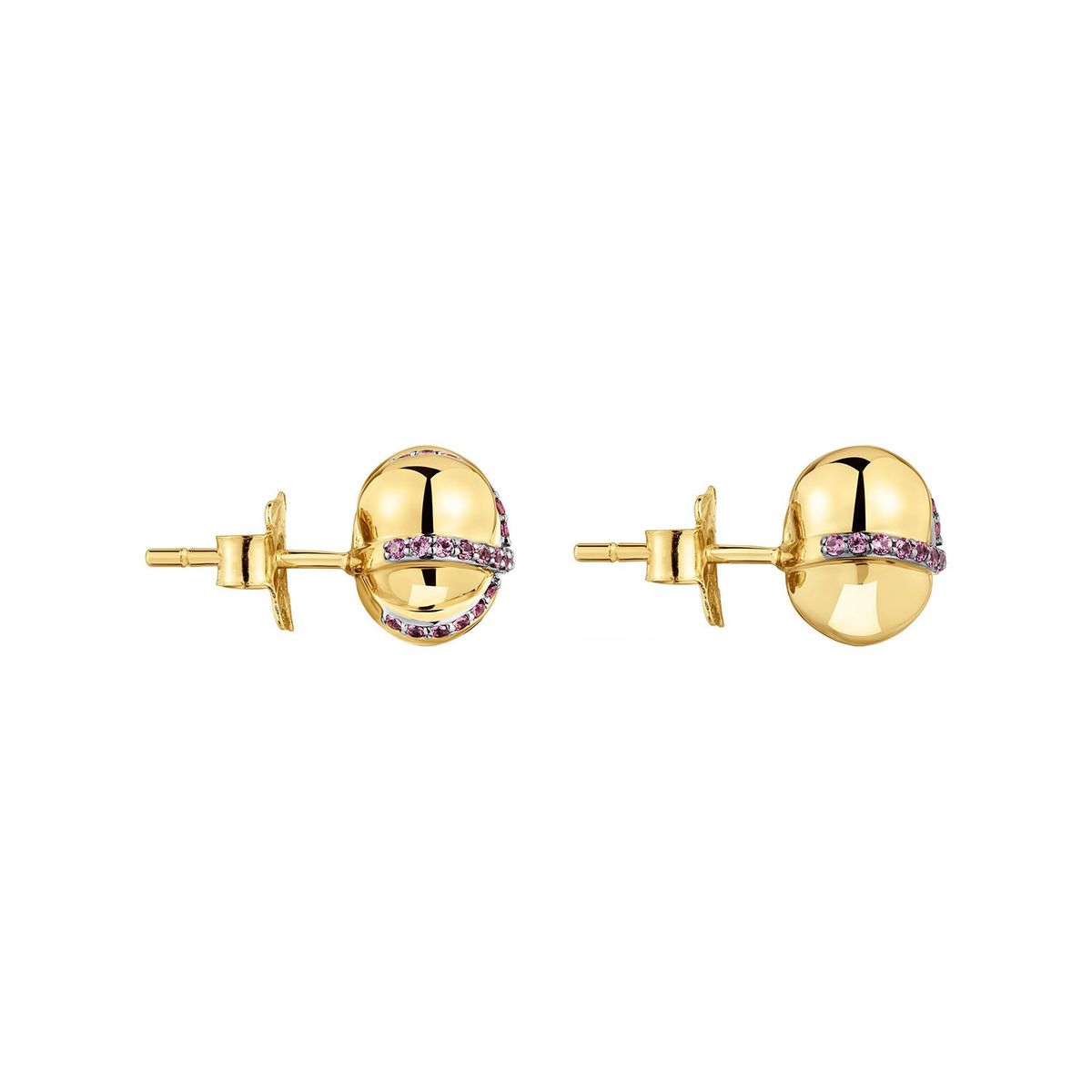 TOUS - Aretes pequeños corazón con baño de oro 18 kt sobre plata y rodolita Lligat