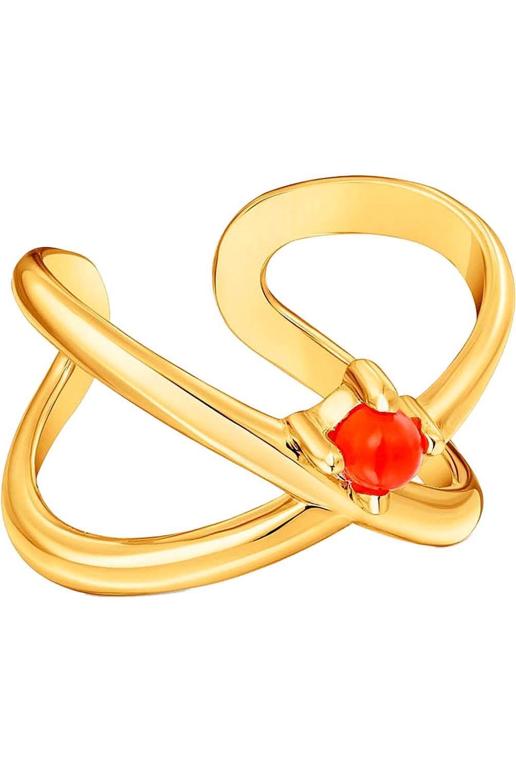 TOUS - Pack Claws ring con baño de oro 18 kt sobre plata con topacio y cornalina