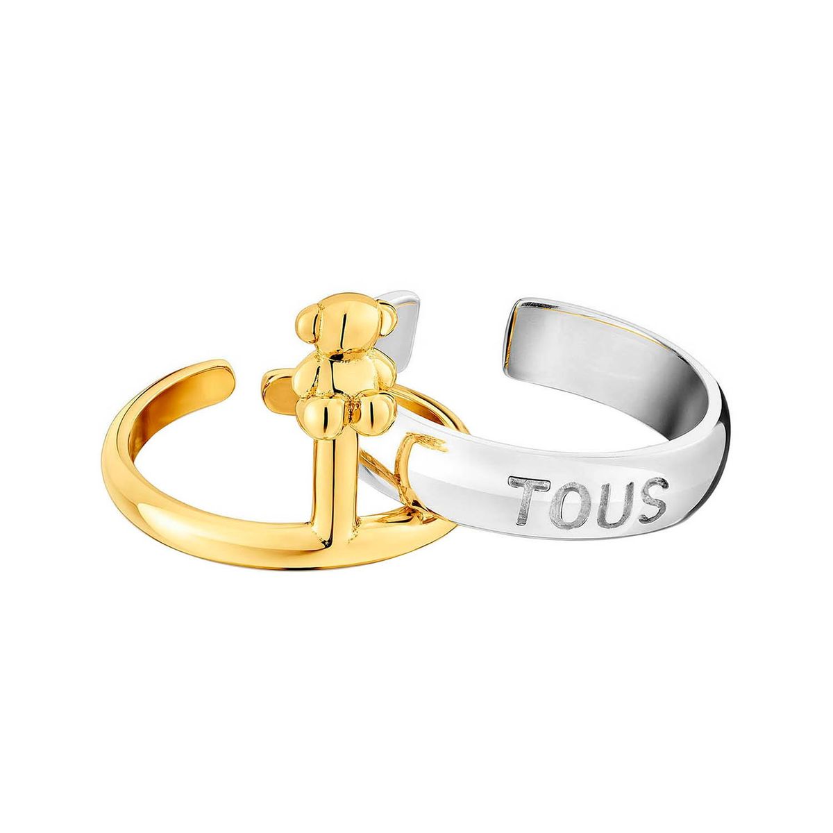 TOUS - Pack Claws ring bicolor con motivo oso y logo