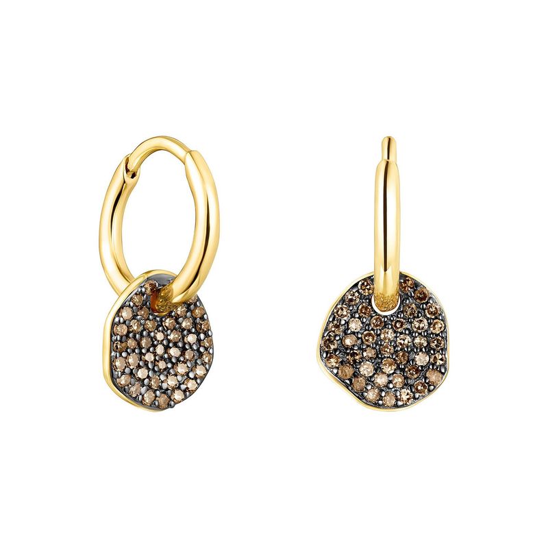 TOUS - Aros cortos Nenufar con baño de oro 18 kt sobre plata y diamantes