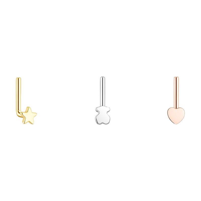 TOUS - Pack de Piercings de nariz TOUS Basics de acero tricolor