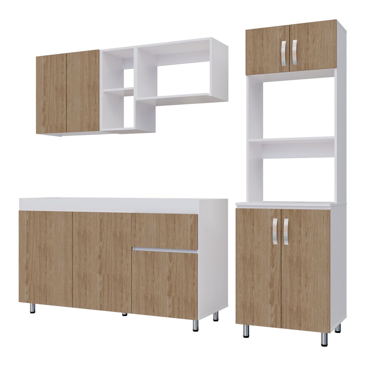 BERTOLINI - Cocina Integral Rosy 210cm SIN mesón con locero y porta vasos + Alacena Rovere