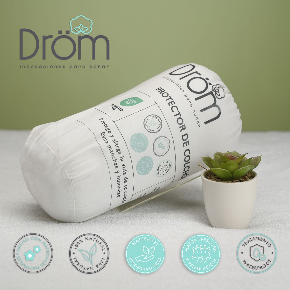 DROM - Protector de colchón TERRY Sencillo