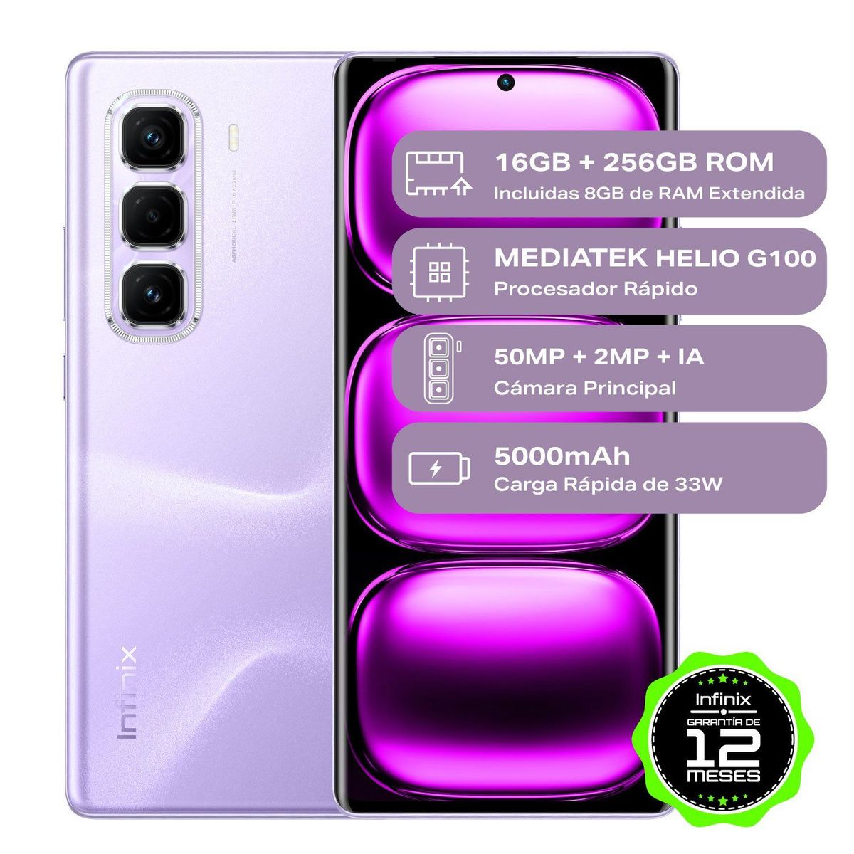 INFINIX - Celular Infinix Hot 50 Pro+ Black 4G | 256GB |8GB RAM 