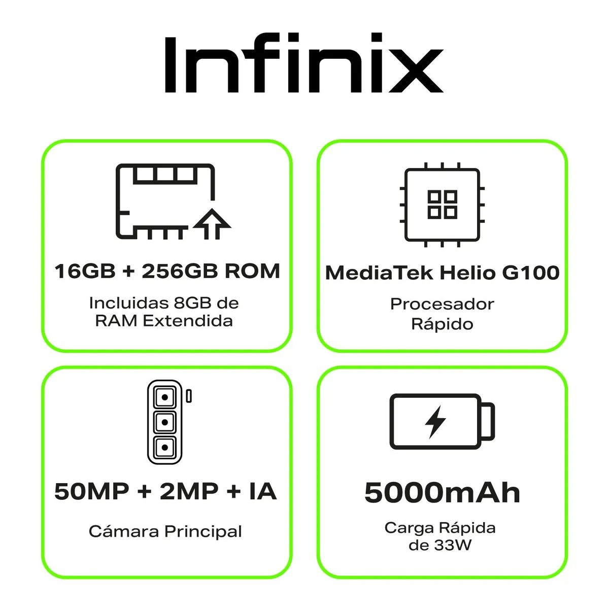 INFINIX - Celular Infinix Hot 50 Pro+ Black 4G | 256GB |8GB RAM 
