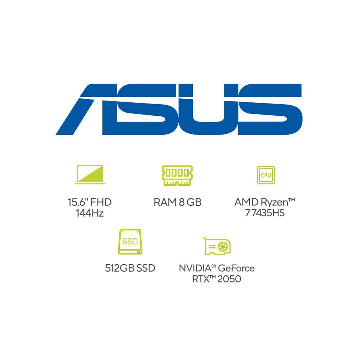 ASUS - Portátil ASUS TUF Gaming A15 | GeForce RTX 2050 | AMD Ryzen 7 | 8GB de RAM | 512G SSD de almacenamiento |  Windows 11 | 15.6 Pulgadas | FA506NFR-HN007W | Computador portátil Gamer