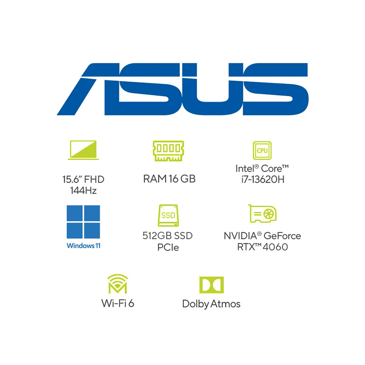 ASUS - Portátil ASUS TUF Gaming F15 | GeForce RTX 4060 | Intel Core i7 | 16GB de RAM | 512G SSD de almacenamiento |  Windows 11 | 15.6 Pulgadas | FX507VV-LP139W| Computador portátil Gamer