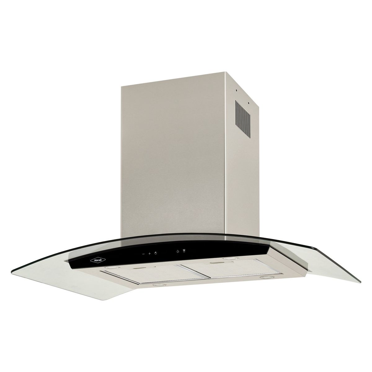 HACEB - Campana isla vidrio inox-negro 90 Cm 3 velocidades Haceb